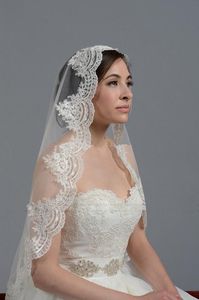 New Arrival Libeier Bridal Wedding Veil White Ivory 80cm Lace Edge Accessories Short Design Single Elbow length Without Comb Elegant 1 Layer