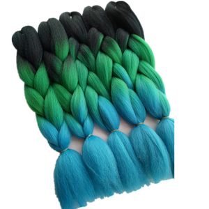 Tresses Extensions De Cheveux achat en gros de 24 pouces packs synthétique Extensions de tressage Jumbo Noir Vert Bleu Tone Ombre pour Crochet Box Twist Braids Cheveux En Vrac Haar Zopfe