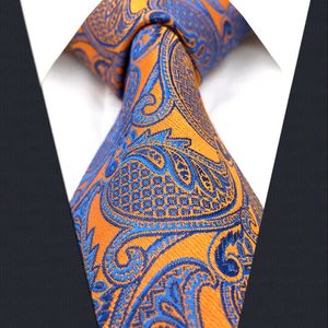 U26 floral naranja amarillo azul corbatas corbatas corbatas seda jacquard tejido a estrenar