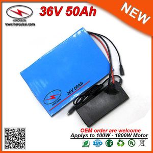 1800W 36V Electric Bike Battery 50AH Ebike Battery in 26650 5000mah Lithium Li-Ion Battery Pack 2A Charger 50A BMS