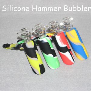 100 real image silicone bongs water pipes hammer bongs percolator bubbler oil rigs glass bongs pipes tobacco pipe recycler