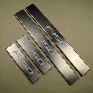 Stainless Steel Exterior Illuminated Door Sill Scuff Plate for 2009-2014 Ford Raptor F-150 F150 Illuminated Welcome Pedal Trim Car Styling