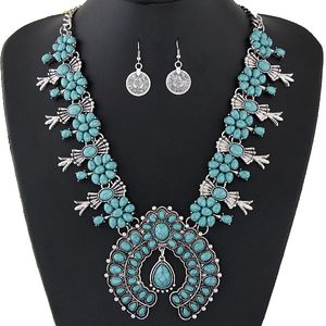 Bohemio sistemas de la joyería para las mujeres Vintage perlas africanas joyería conjunto turquesa moneda collar llamativo pendientes conjunto joyería de moda