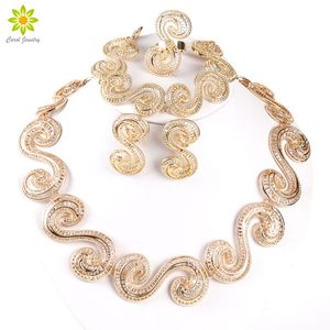 Wholesale gold plated bridal jewellery sets for sale - Group buy African Jewellery Sets k Gold Plated Hollow Out Necklace And Earrings Sets Classic Bridal Jewelry Sets