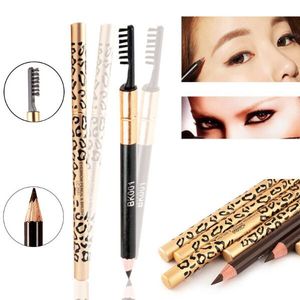 Sexy Leopard Augenbrauenstift, wasserdicht, langlebig, Augenbrauenstift, Pinsel, Make-up, Augenbrauenverstärker, Kaffee, Schwarz, Grau, Braun, 5 Farben