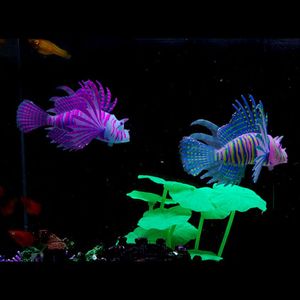 1 PC Brilho No Escuro Artificial Aquarium Lionfish Ornamento Fish Tank Jellyfish Decor # R21