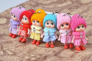 ingrosso Bambole Gratis-8 cm per bambini giocattoli bambole pendenti bambola bambino con stoffa per ragazze colori mescolare spedizione gratuita