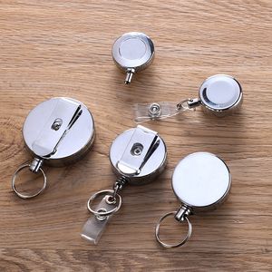 The anti-theft telescopic buckle wholesale 4 cm metal pull buckle stainless steel wire rope key ring