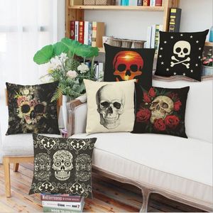 Skalle Pillow Case Halloween Stil Rosor Blommor Skulls Kudde Väskor Heminredning Kuddar Cover Party Pillowcases Cartoon Pillowcase