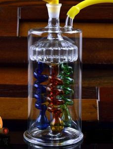 Nowy 3-przewodowy szklany szklany nargile, styl, kolor, losowa dostawa, rury wodne, szklane bongi, szklane fajki, rura do palenia