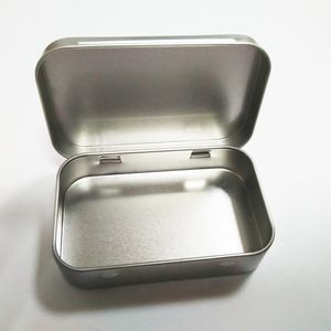 Plain Silver Tin Box 95x60x21mm Rectangle Tea Candy Mint Business Card USB Storage Box Case Wholesale wen4665
