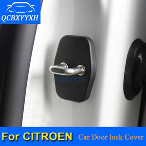 QCBXYYXH Citroen C4 Için 4 Adet / grup ABS Araba Kapı Kilidi Koruyucu Kapakları Aircross DS3 DS4 DS5 C4L C5 C3-XR C-Elysee Quatre Picasso