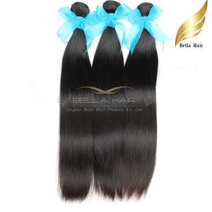 Virgin Human Hair Extension Indian Hair Weaves 3st / Lot Human Hair Weaves Vågig Kroppsvåg DHL Gratis Frakt Naturlig Svart Färg