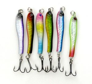 HENGJIA 60pcs metal Lead fishing lure pike Fishing Tackle Sinking Artificial Hard Bait 6# Treble Hooks Deep Sea Fish Jigs 20g 5.7CM