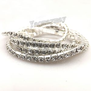 Arbeiten Sie Ausdehnungskristallarmbänder für Hochzeit preiswertes transparentes Rhinestonearmband freies Verschiffen 48pcs/Lot um