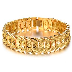 2016 Hot Sale Luxury 18K Yellow Gold Men's Chain Bracelet Wide Cuff Chunky Link Chain attractive accessory