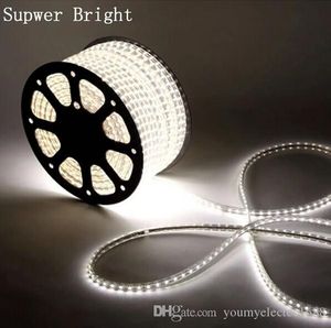 Hot 100 M 3014 120 LEDs SMD 220 V À Prova D 'Água IP67 Quente Fresco Branco Luzes LED Strip com Cabo de Alimentação Plug + Clips De Montagem