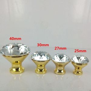 nowoczesne mody Glass Crystal Meble Knobs Glass Diamond Drivers Caber Knoby ciągną srebrne chromowane złote klamki do drzwi