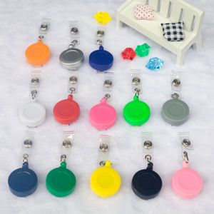 Factory wholesale solid color round buckle easy to pull telescopic pull custom Keychains