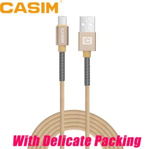 CASIM 1M Micro USB Type C Cable Charger Port Data Sync 2A Fast Charging Spring Metal Fish Net Charging Charger Cable