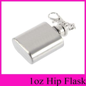 Portable Party Outdoor Hip Flasks Keychain 1oz Stainless Steel Whisky Liquor Alcohol Pocket Hip Flask oil bottle with Key chains