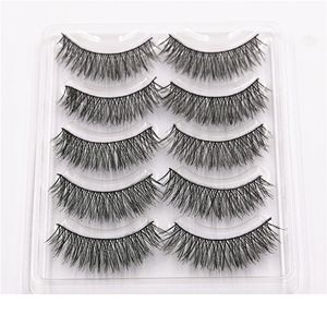 False Eyelashes Natural Long Crisscross Cross 5 Pairs with Package Box Messy Thick Natural Fake Eye Lashes Professional Makeup Tips Bigeye