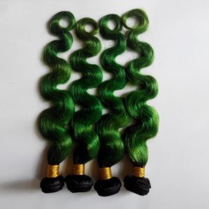 Лучший Омбре оптовых-Необработанные бразильские виргинские человеческие волосы Ombre Two Tone B зеленый сексуальный Hot Fashion Beauty Hair лучшее качество индийский реми переплетения волос