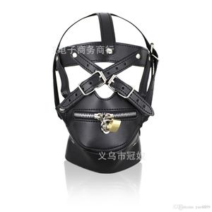 BDSM Sex Toys Black Leather Head Harness With Muzzle Leather Muzzle Bondage Restraint Gear Adult Sex Product A990