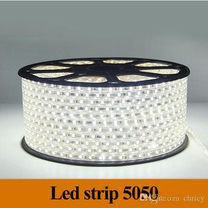 LED Strip Light SMD5050 LED Flexibelt ljus 60LED / M AC110V / 220V Vattentät 6 färger Cuttable LED-remsor med strömkontakt