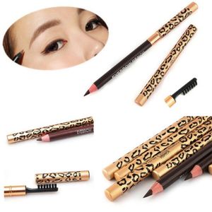 La nuova matita marrone nero impermeabile per sopracciglia da donna Leopard con pennello compone l'eyeliner 5 colori per scegliere 12 pezzi / lotto