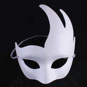 Unpainted Blank Papper Massa Halv Ansiktsmask för Kvinnor Miljö Vit DIY Konstmålning Masquerade Party Masks 10st / Lot
