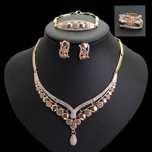 luxury mosaic crystal Jewelry Set 18k Gold Plated Necklace Earrings Sets For wedding bridal party Jewelry CA115