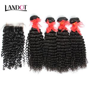 5 Bundles Lot Brazilian Curly Virgin Human Hair Weave With Lace Closures Malaysian Peruvian Indian Mongolian Kinky Curly Virgin Hair Closure