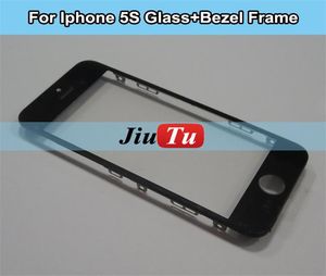 10 pz / lotto una lente esterna in vetro touch screen frontale lcd di qualità con cornice lunetta per riparazione lcd iphone 5 5s da dhl free