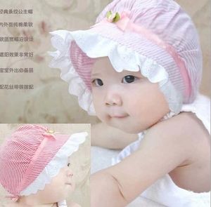 Neue Beanie Hut Kappe Säugling Baby Mädchen Blume Polka Streifen Spitze Sommer Sonnenhüte Kinder Haar-accessoire Prinzessin Baumwolle Sonnenhüte visier