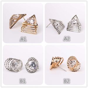 Stud earrings silver gold plated tone zircon Jewelry elegant hypo allergenic ear rings accessories fashion gift for women ladies, mix items