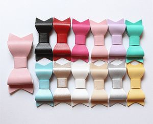 Hotsale PU Leather Bows Mini size Hair Clip Small Bowknot Faux Shinning Hairpins Wholesale Girls Newborn Baby Clips