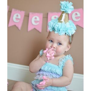 Baby Girls First 1st Birthday Party Hat pannband kaka smash prop foto outfit ny! Girls Crown pannband HJ126