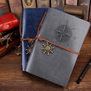 Diário de Couro do vintage PU Notepads Clássico Retro Espiral Anel de Encadernação Diário Notas Livro Diário Notebook em branco Kraft paper Notebooks