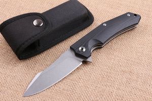 Top Quality Flipper Folding knife 9Cr18Mov 60HRC Titanium Finish Blade Steel G10 Handle EDC Pocket knives with Nylon bag