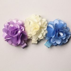 50 pz/lotto carino floreale garza fermagli per capelli bei bambini bambini tornante chiffon feltro fiore ragazze nuovo arrivo barrettes spedizione gratuita