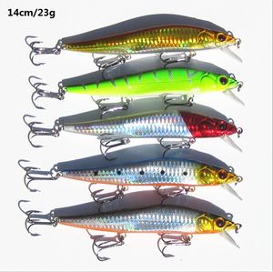 14 cm 23,7 g Fiske Lure Minnow Hard Bait med 3 Fiskehakar Fiske Tackle Lure 3D Eyes Gratis frakt HJIA271