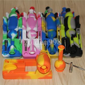 Sigara Toptan 10mm Erkek Titanyum Tırnaklar Dabber Araçları Silikon Rig Bongs Cam Nektar Silinekttar 5ml Silikon Kavanoz