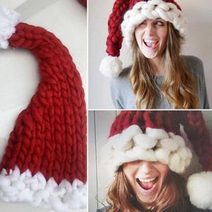 Adult Decorative Christmas Hat Santa Claus Hats Kids Gifts Children Soft Knit Xmas Decoration Sata Caps With Ball