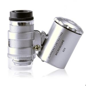 Microscópio de 60x Ligna da joalheria 60 x mini -linhas de lixas microscópios de joias de bolso com luz LED com bolsa de couro vendas a quente