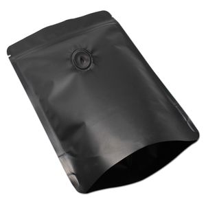 20 Pçs / lote 15 23cm Stand Up Folha de Alumínio Ziplock Pack Bag Matte Black Pure Mylar Valve Bag Selo térmico com evacuação de ar Valve282N