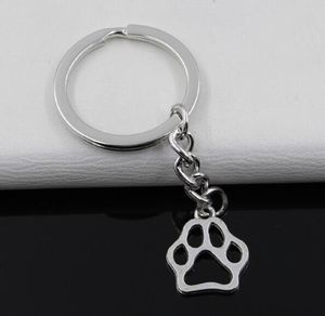 Fashion 20pcs Key Ring Keychain Jewelry Silver Plated dog bear paw 19*17mm Charms