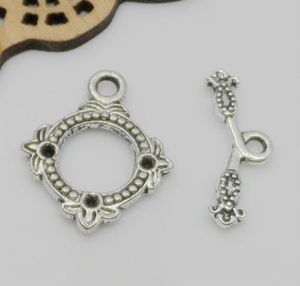 100st Tibetansk Silver Connector Toggle Clasps Clasps Hooks Charms för armband