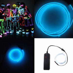 Ny Neon String Light Decoration Light 3m Fleixble Drived av AA Batteri EL Wire Rope Tube med Controller