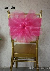 Wholesale chocolate chair covers resale online - 2015 Plum Organza D Flower Romantic Beautiful Chair Sash Sample G01